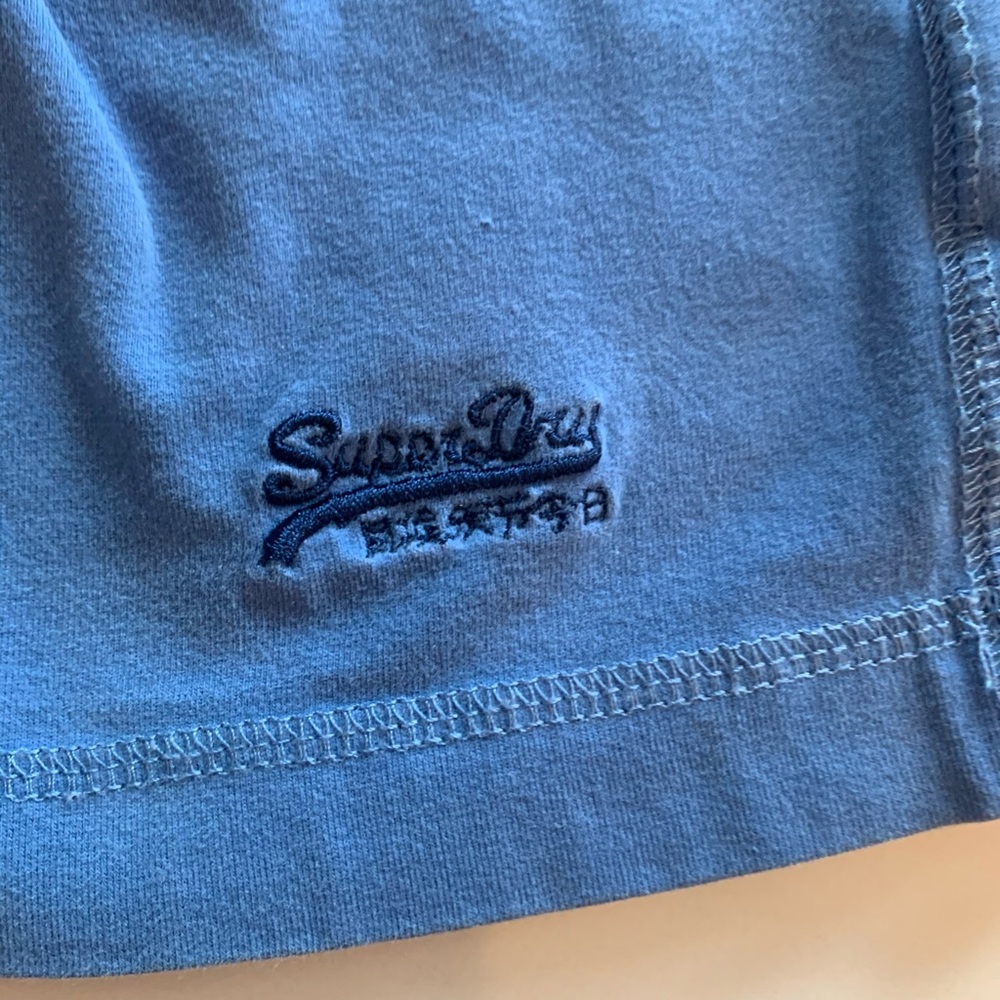 Super Dry Blue Cotton Elastic Waist Skirt - Picture 2 of 4